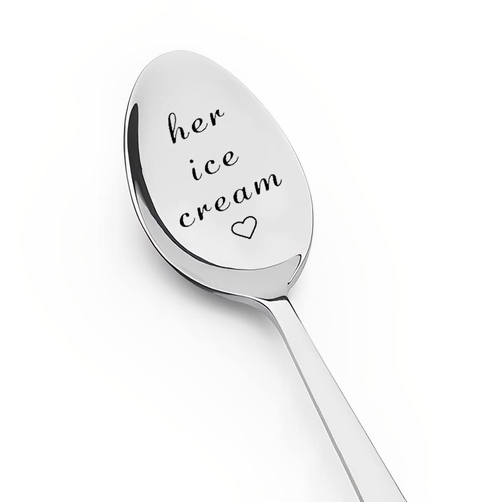 His And Hers Ice Cream Spoons Set Of 2 Boyfriend Girlfriend Birthday Valentines Gift For Husband Wife Engraved Spoon For Couples