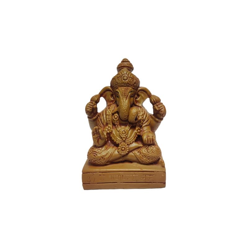 Pratima Wooden Finish Dagduseth Polyresin Ganesh Idol|Vinayaka Statue|Ganpati Murti|Ganesha Idol For Home Decor|Ganesh Idol For 