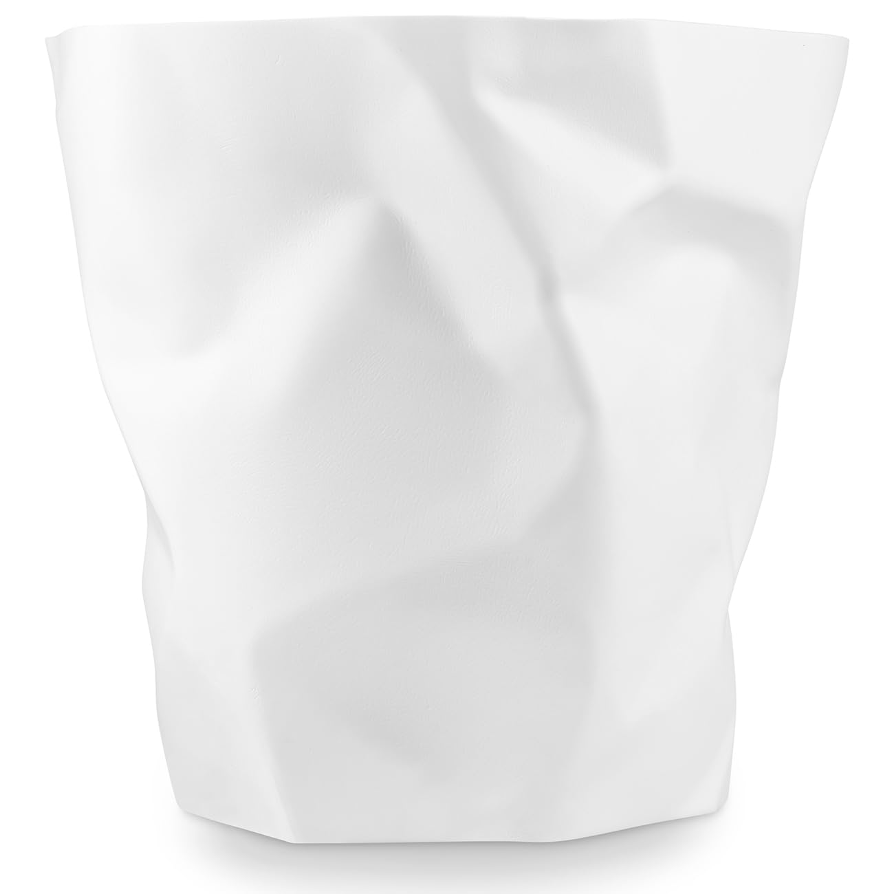 Essey Bin White Plastic Trash Can, 14 Liters, Diameter 33.1 Cm, Height 33 Cm, Crumpled Paper Design, By John Brauer