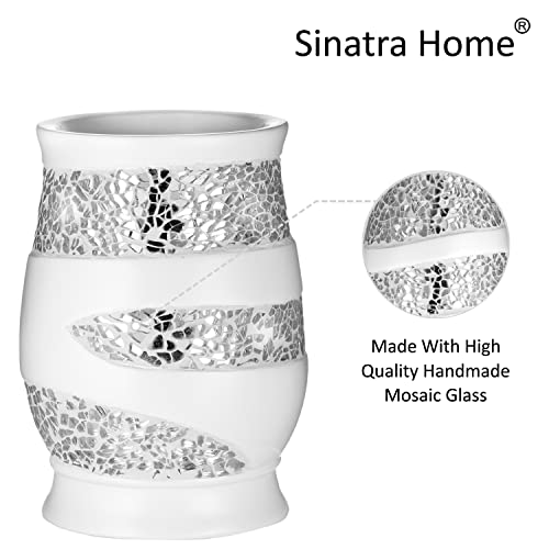 Zahari Home Sinatra Bath Tumbler Toothbrush And Toothpaste Holder Makeup Brushes Organizer, White