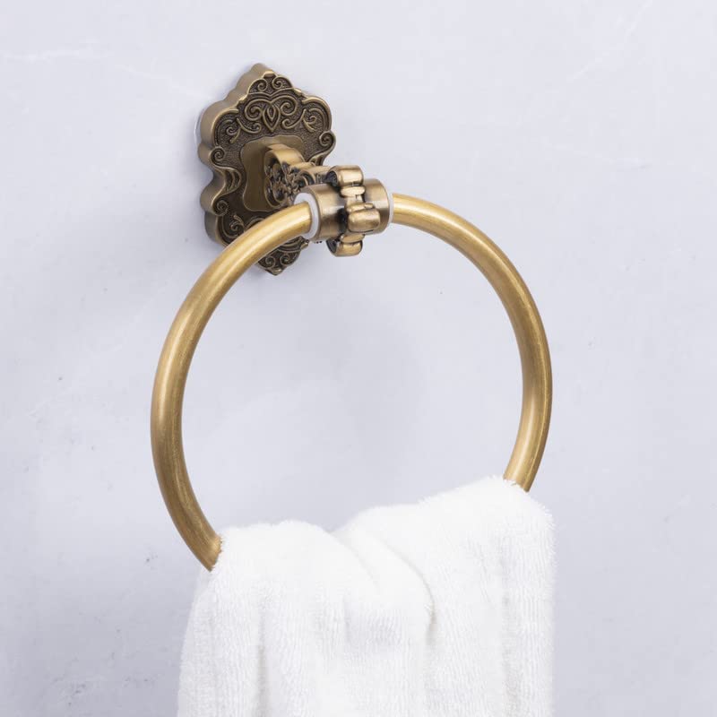 Sdh Bathroom Towel Ring - Vintage Style Antique Brass Towel Hanger - Wall Mount Kitchen & Bathroom Hand Towel Holder - Pack Of 1