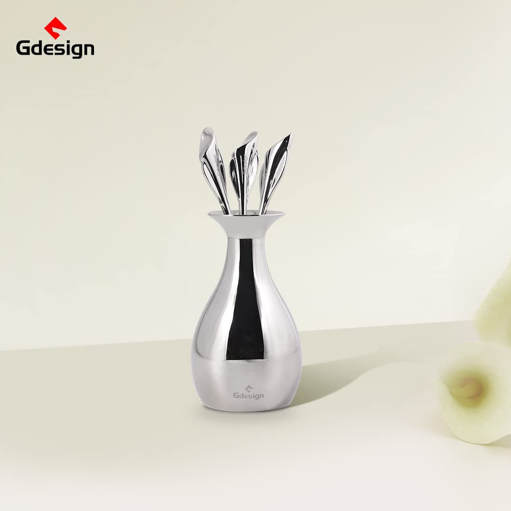 Gdesign Stainless Steel Dessert Fruit Forks Set, 3 Forks Set With Holder For Fruit, Dessert And Cake