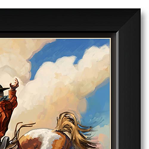 Texas Bucking Bronco Professionally Framed Art Print from Travel Artwork by Artist Paul A. Lanquist Framed Art Size: 14'' x 20''