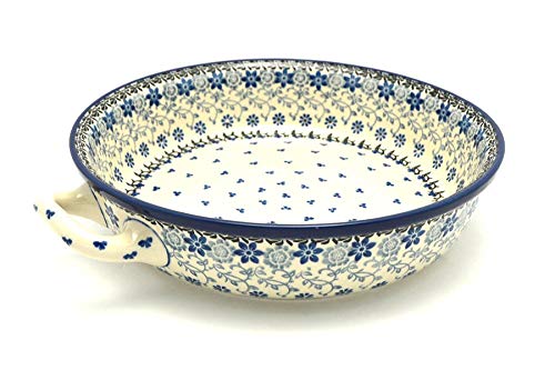 Polish Pottery Baker - Round With Handles - 10'' - Silver Lace