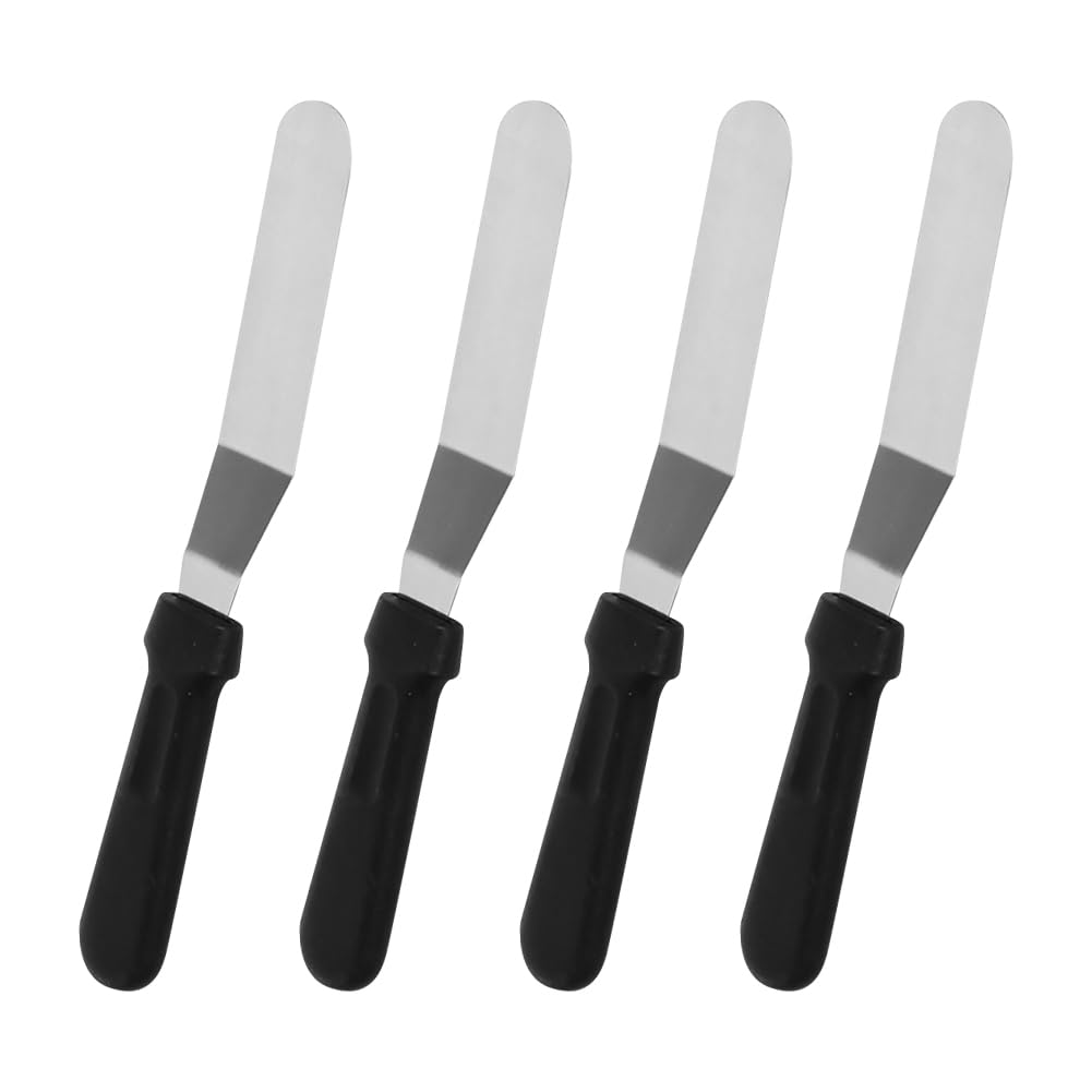 UUYYEO 4 Pcs 6 Inches Stainless Steel Cake Decorating Spatulas Small Cake Frosting Spatulas Angled Spatulas Cake Icing Smoothers