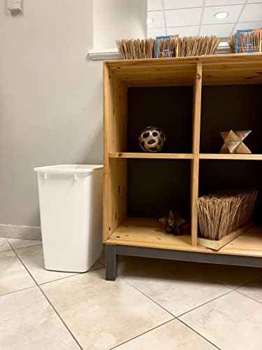 Rubbermaid Small Trash, 9-Gallons, Beige, Plastic Garbage Can/Wastebasket For Kitchen/Bathroom Fits Under-Sink/Desk/Countertop/C