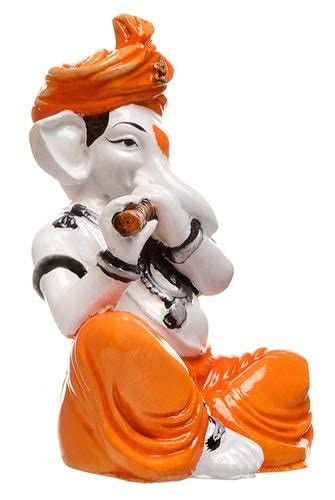 Nrson Handcrafted Lord Ganesh Playing Basuri Ganesha Ganpati Ji Idol Murti For Pooja,Gift, Office Desk& Home Decor,Table Decor S
