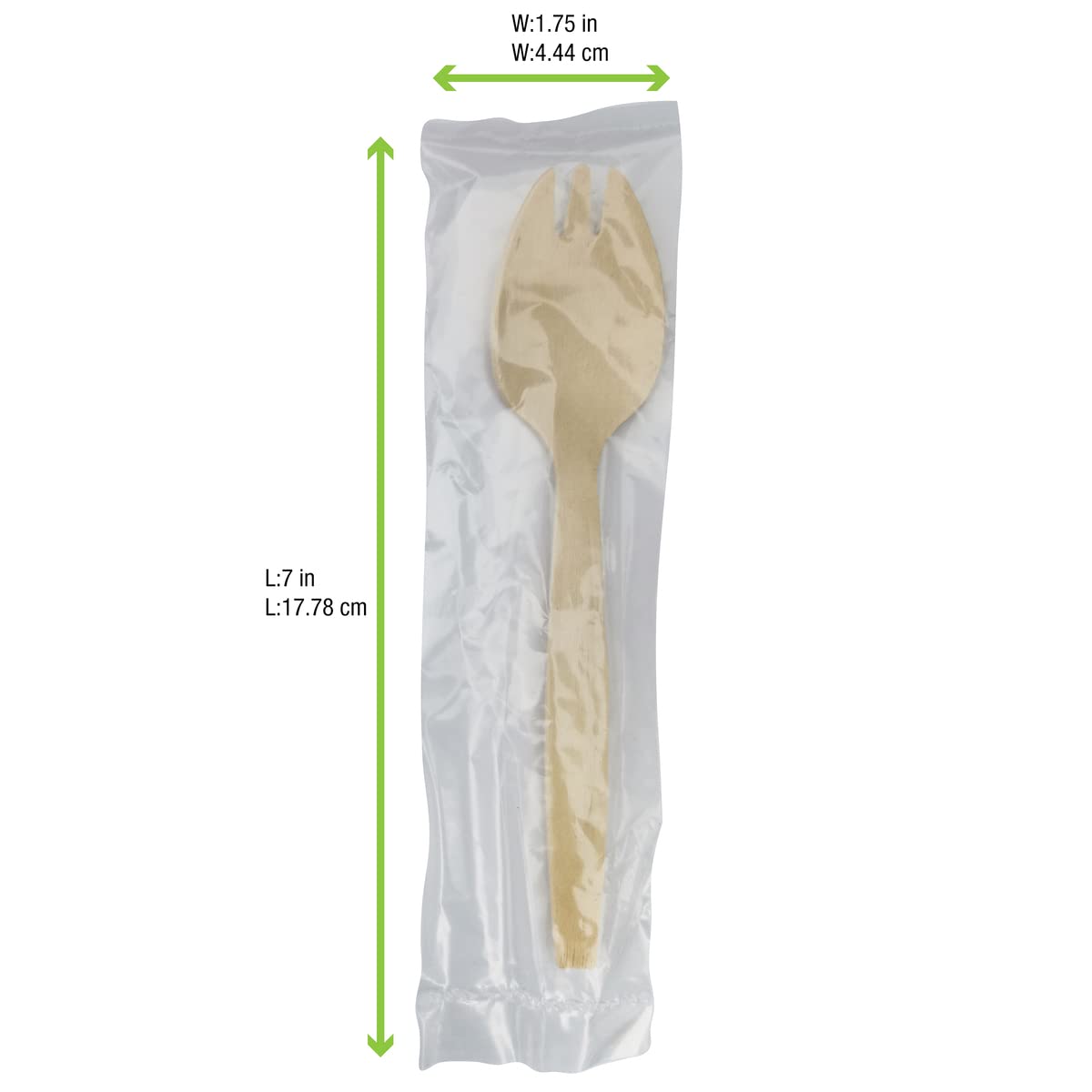 Packnwood - 210Spkbem - Individually Wrapped Forks - 100% Natural And Compostable Bamboo Cutlery, Disposable Plastic Spork - Eco