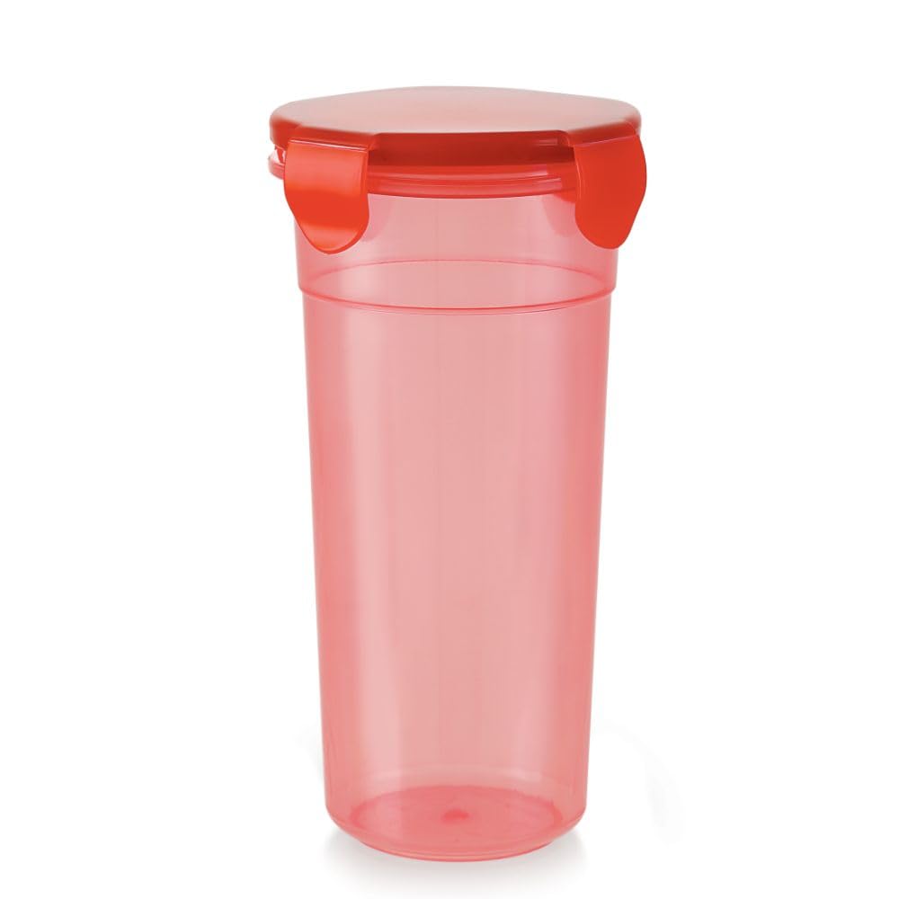 Cliveware Plastic Tumbler with Lid (500ml) (Red)