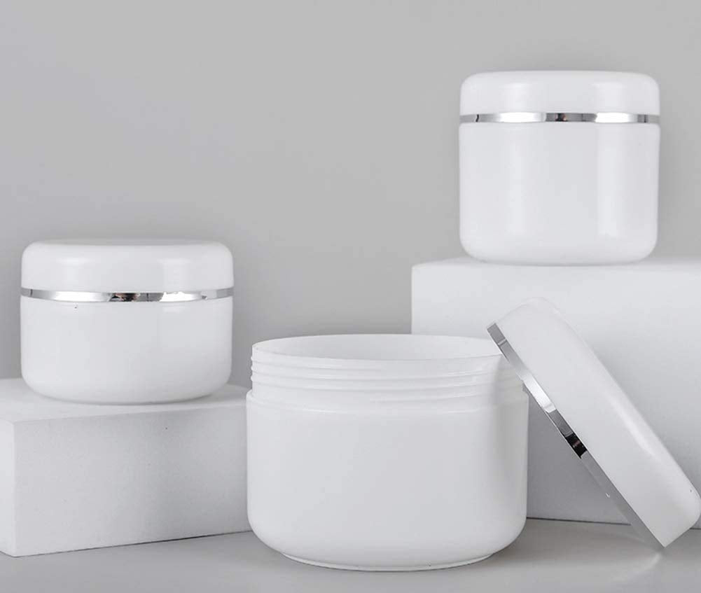 6Pcs 100G/3.4Oz Empty White Plastic Cosmetic Jar Pot With Inner Liners And Screw Lid Refillable Make-Up Cosmetic Storage Contain