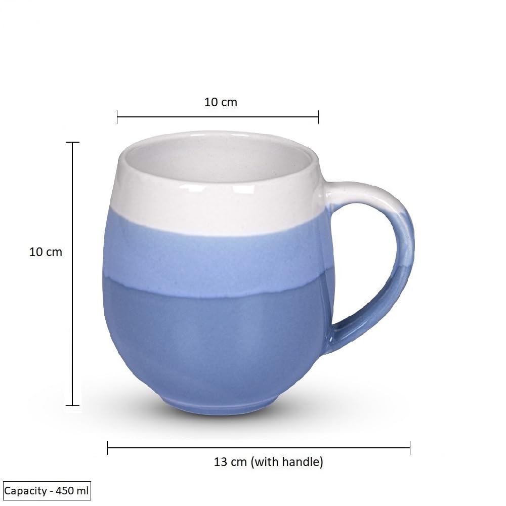 U & U UNIQUE UTILITIES Ceramic Coffee Mug Milk Cup for Home & Office Gift - 450 ML (Grey-Blue)