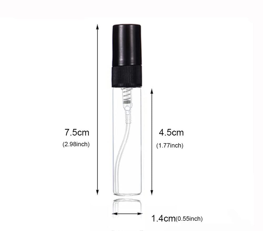 Elfenstall- 25Pcs Clear Glass 5Ml 1/6Oz Spray Bottle Perfume Fragrance Scent Vials Black Fine Mist Atomizer Refillable Sprayer P