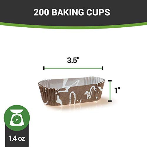 Restaurantware Panificio 1.4 Ounce Baking Cups 200 Ridged Cupcake Liners - Oven-Ready Freezable Brown And White Paper Muffin Cas