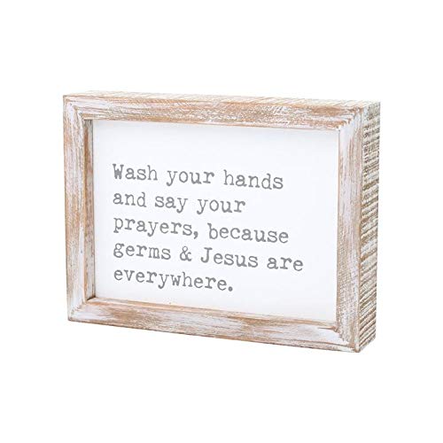 Wash Your Hands and Say Your Prayers Rustic Box Sign for Bathroom Decor - 6 Funny Wooden Sign for Restroom