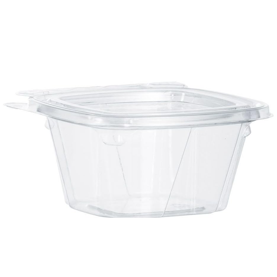 Dart CH6DEF 6 oz Tamper-Resistant Clear Hinged Container with Flat Lid (Pack of 400)