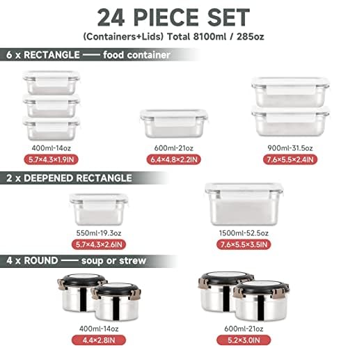 Cykorxicc 12Pc 304 Stainless Steel Food Storage Containers With Lids Leakproof, Meal Prep Container Airtight, Lunch Boxes, Kimch