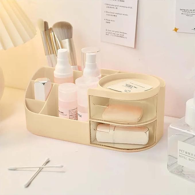 Pulsbery Makeup Organizer | Makeup Box For Storage | Make Up, Cosmetic, Skincare Organiser For Women | Elegant Makeup Vanity Wit