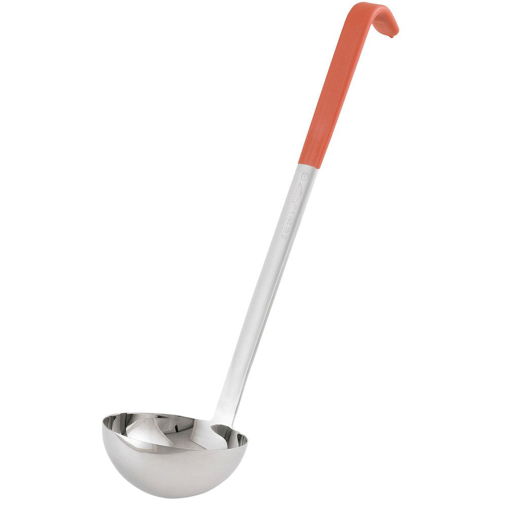 Vollrath 4980865 Orange Handled 8 Ounce Stainless Steel Ladle