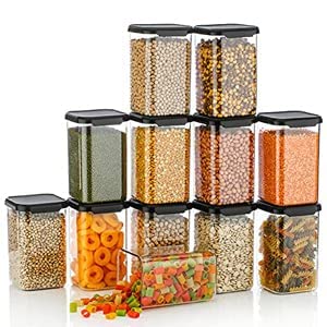 Kitchwell 1100 Ml Square Plastic Storage Jar And Container | Air Tight Containers For Kitchen Storage Set | Pantry Organization 
