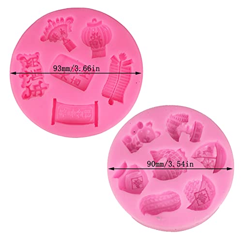 Cestony 2Pcs Chinese New Year Series Silicone Molds For Diy Cake Fondant Biscuit Cookies Soap Sugar Pudding Chocolate Hard Candi