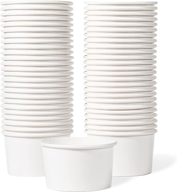 Sanwalsa [50 Ml, 50 Count, White Disposable Bagasse Paper Container With Lid | EcoFriendly Bowl/Tub For Picnic, Travel, Food Tr