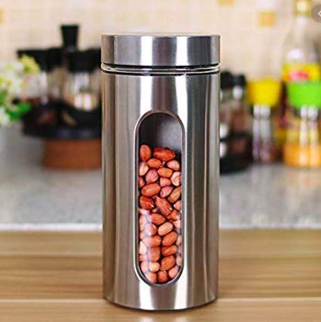 Caprin Glass Steel Window Jars For Kitchen Storage 1 Piece Spice Set 1Pc 800 Ml