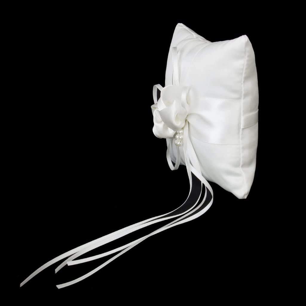 Taotenish Wedding Ring Pillow Flower Girl Basket Set White Satin Ring Bearer Pillow Flower Girl Basket For Wedding Party Supplie