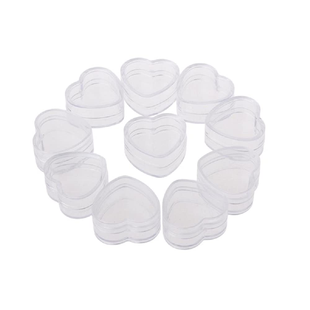 48 New, Empty, Clear, 5 Gram Plastic Heart Shape Pot Jars, Cosmetic Containers-Bh000393