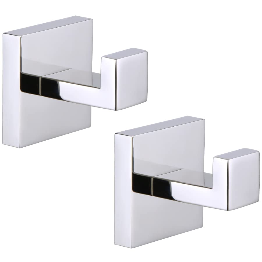 Angle Simple Bath Towel Hook 2 PCS, SUS304 Stainless Steel Bathroom Towel Holder, Square Hook for Bathrobe Coat, Wall Mount, Pol