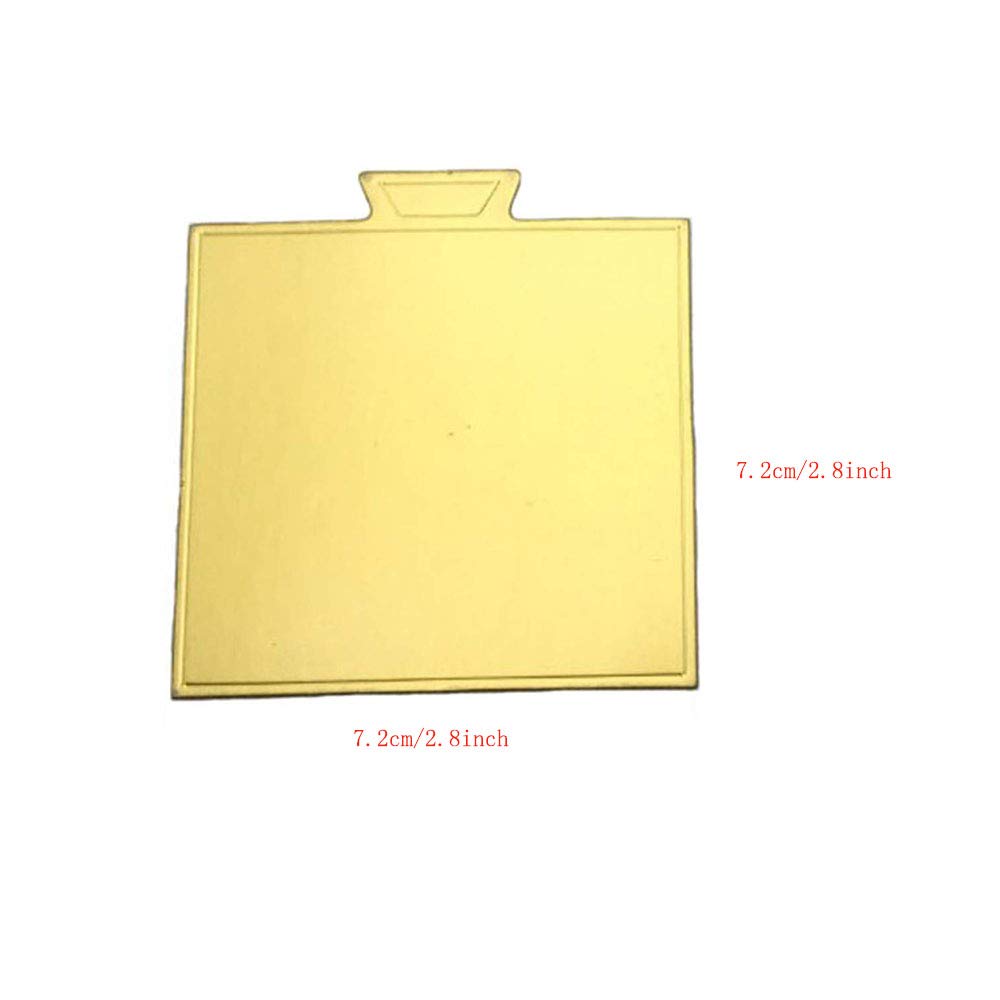 100-Pack Mini Cake Base Boards, Gold Mousse Cake Cardboard Set, Ideal For Dessert Buffet, Wedding, Parties, Catering Supplies (M