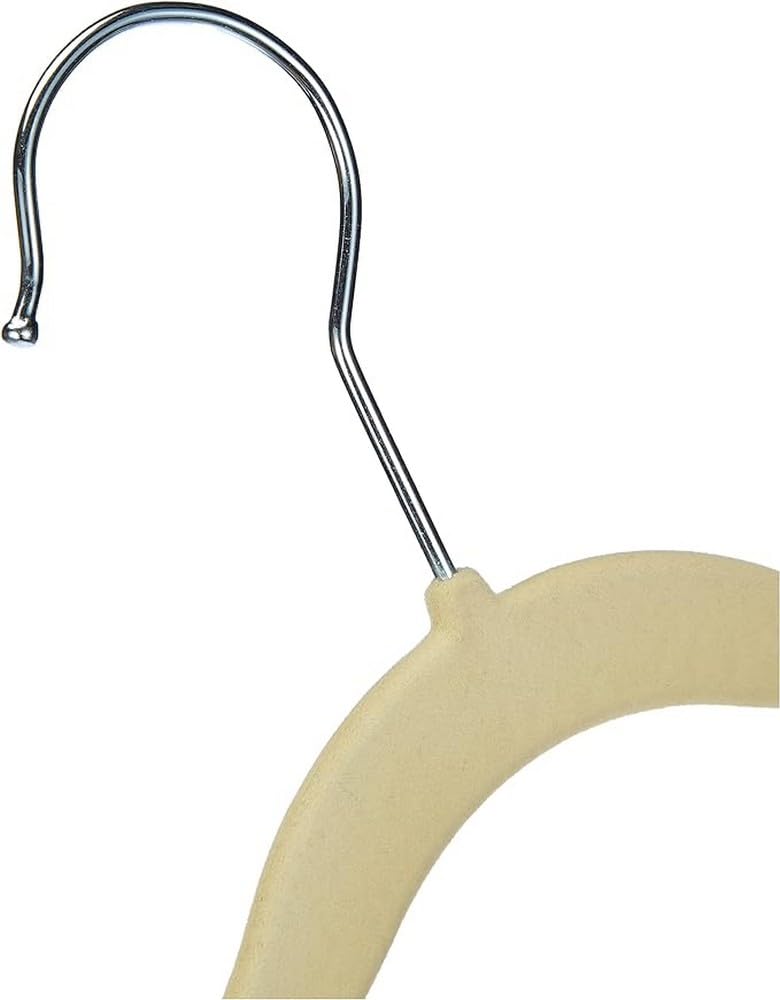 Amazon Basics Kids Velvet, Non-Slip Clothes Hangers For Infant And Toddler, 11.6 Inches (For Baby Clothes), Pack Of 30, Beige