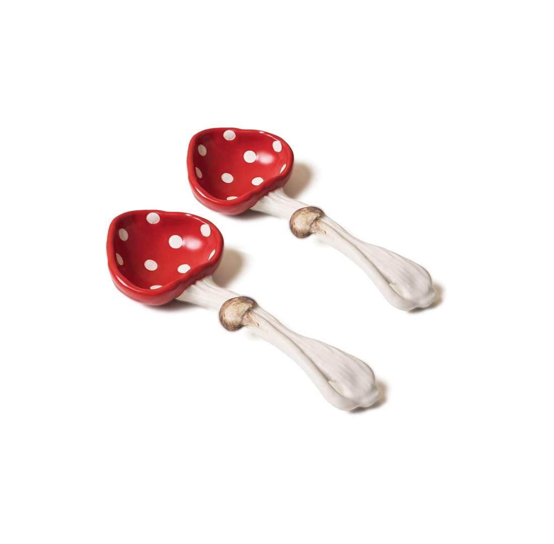Resvuga Cute Mushroom Spoons - Soup Spoon Set Of 2, Safety Matt Ceramics - Use For Dessert, Breakfast, Soup.
