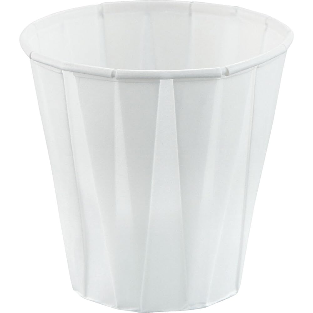 Solo Foodservice 4502050 3.5 oz White Treated Paper Pleated Souffle Cup (Case of 5,000), white