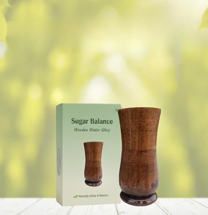 ROSEVEX Vijaysar Wood Glass for Diabetes Control  Natural Pterocarpus Marsupium Wooden Tumbler for Sugar Balance | Ayurvedic Vi