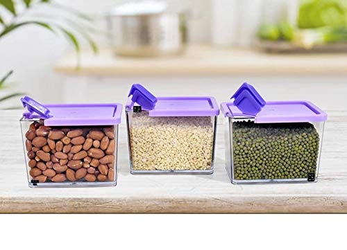 Small Plastic Container For Kitchen Air Tight Refrigerator Storage Container For Kitchen (Set Of 3 / 370Ml)