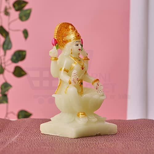 Apnimarket Marble Dust Laxmi Ganesh Statue Laxmi-Ganesh Idols For Home & Office Dcor Ganesh Laxmi Marble Showpiece Gift 7 Inch R