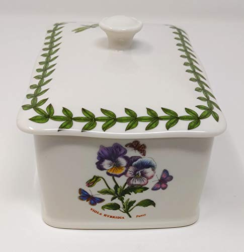 Portmeirion Botanic Garden 6'' Butter Keeper With Knob Lid | Assorted Floral Motifs | Porcelain | Dishwasher, Warm Oven, Microwa