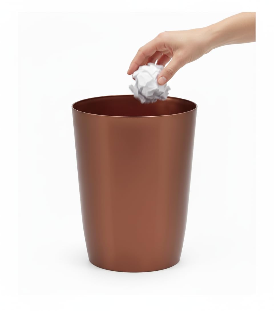 Mini Waste Basket - Durable Small Plastic Garbage Trash Can Bin - Lidless Open-Top Rectangular Slim Profile for Compact Spaces -