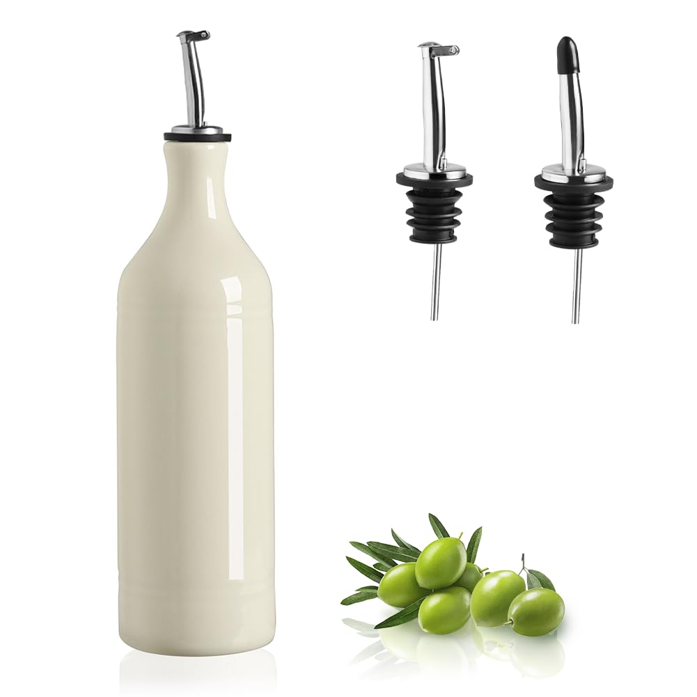 Sweejar Large Ceramic Olive Oil Dispenser Bottle, Opaque Oil Cruet Protects Oil To Reduce Oxidation, Storage Oil, Vinegar, Soy S