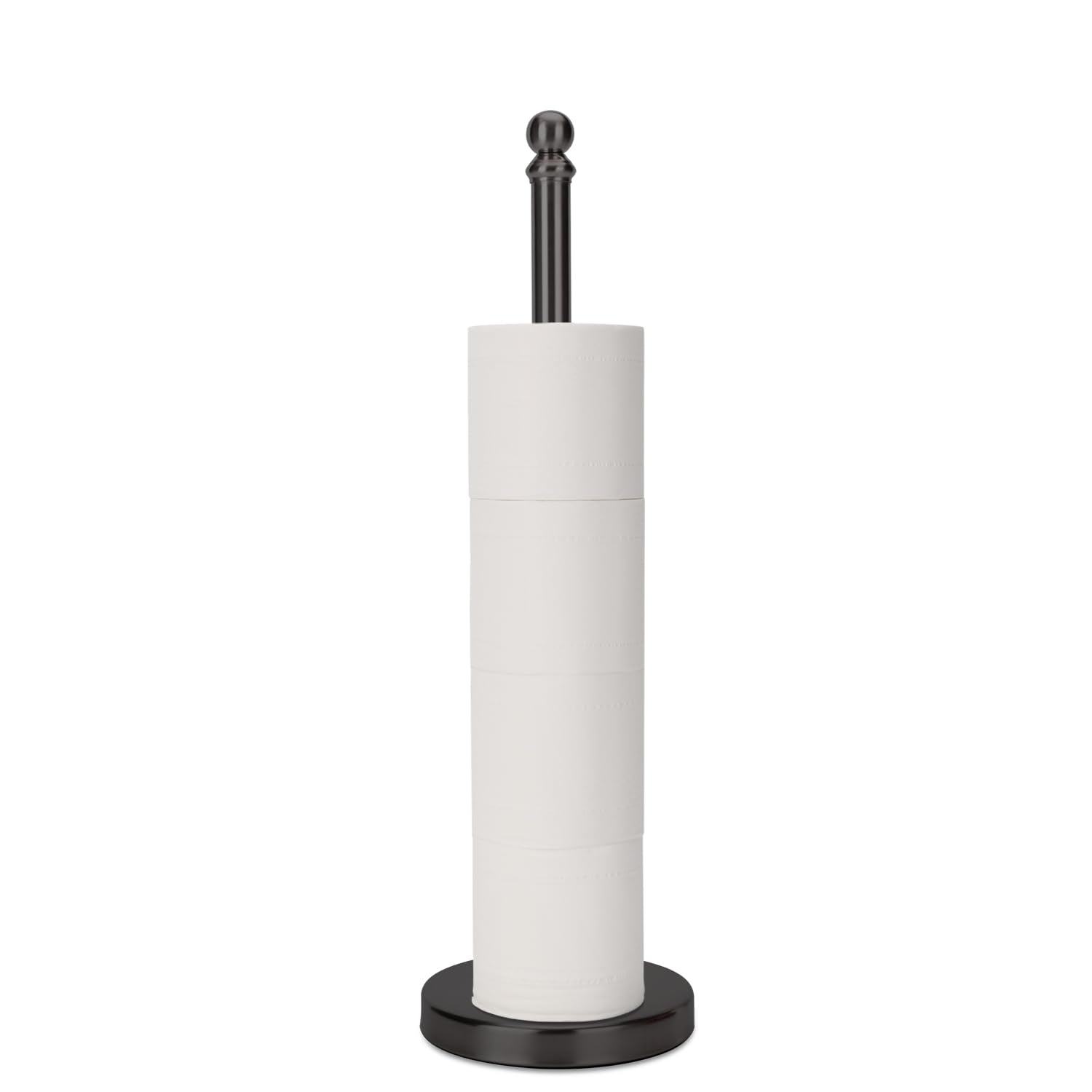 Toilet Paper Holder Stand Holding Up to 5 Paper Rolls, Free-Standing Spare Rolls Storage Holder, Stainless Steel (Black)