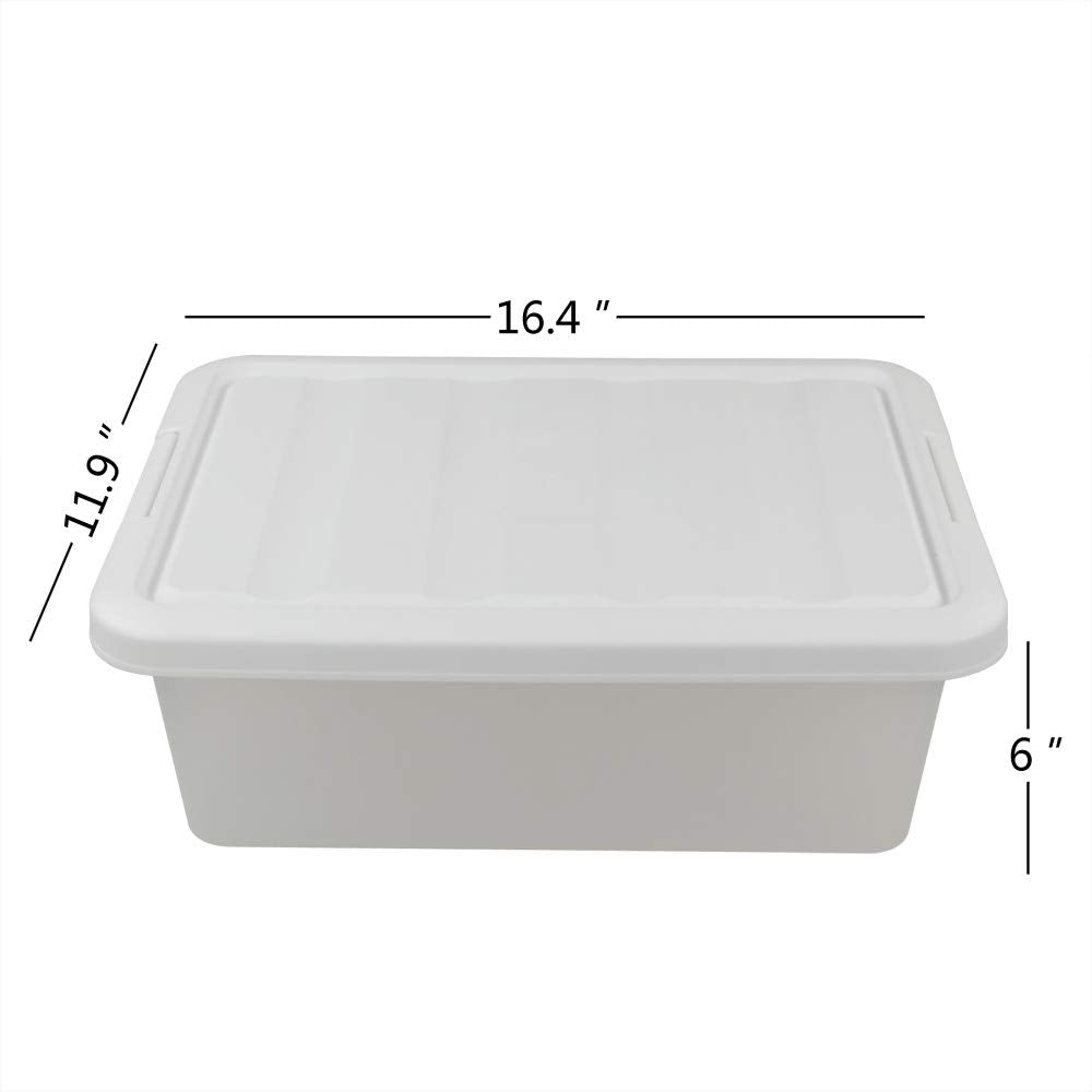 Yubine 2 Packs Plastic Storage Bin With Lid, 14 Quart Latching Tote Box, F