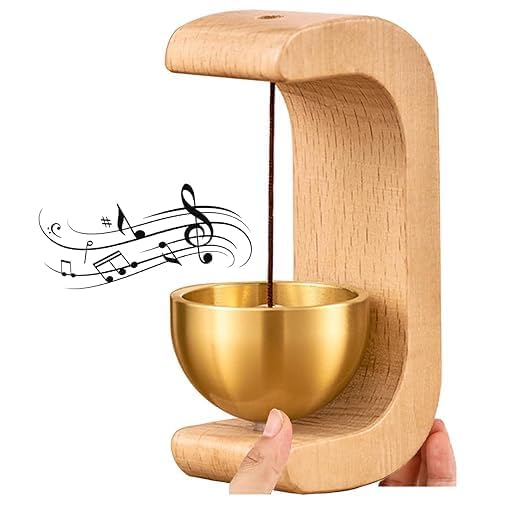 JAYSHREE Elegance Wooden Meditation Bowl Gong with Stand, Decorative Brass Singing Bowl, Musical Chimes for Relaxation  Magneti