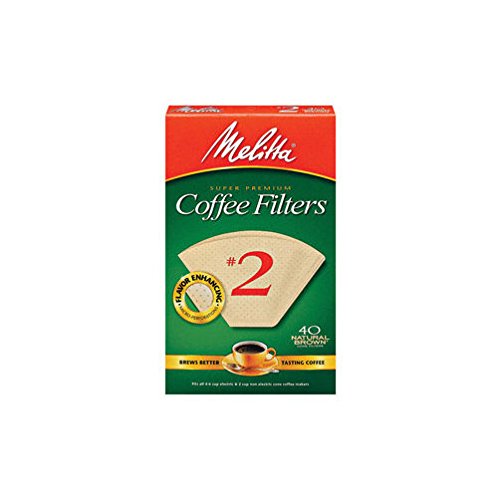 Melitta 612412 #2 Natural Brown Cone Coffee Filters 40 Count (Pack of 2)