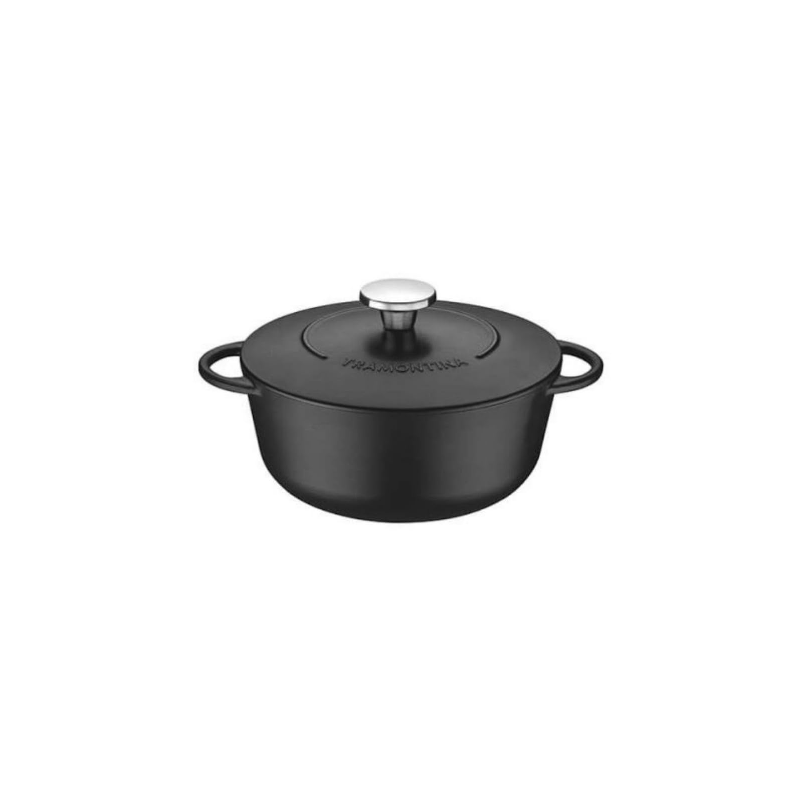 Tramontina 20906/024 Trento Casserole Dish 24 cm Enamel Cast Iron, 4 liters, Black