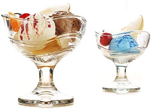 Binzo Glass Crystal Ice Cream Cup, Bowl | Set Of 6, 150 Ml | Perfect Size, Dessert Bowl, Footed Sweet Serving Dishes, Fruit Crea