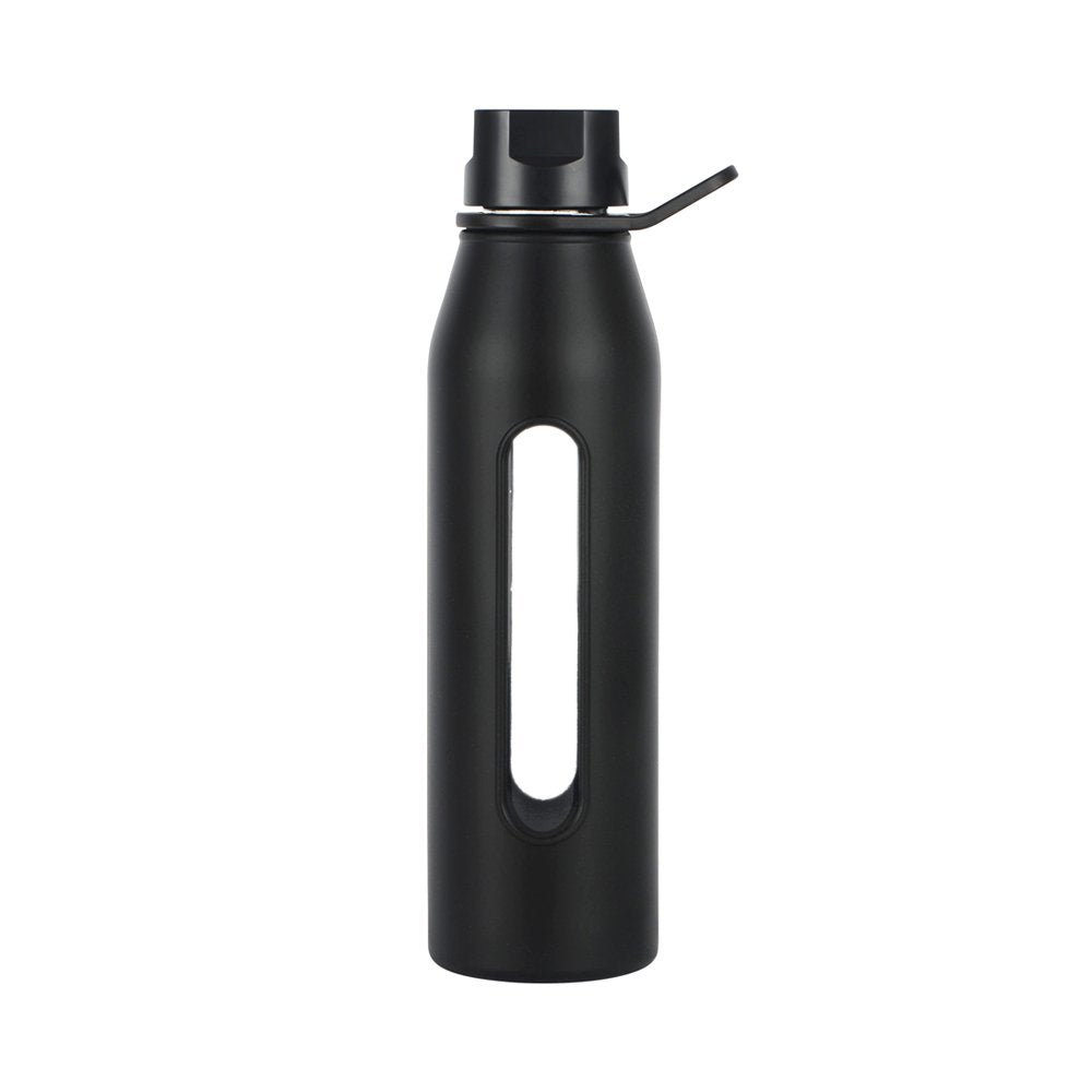 Takeya Glass Water Bottle With Silicone Sleeve And Twist Cap, 22 Ounce, Black