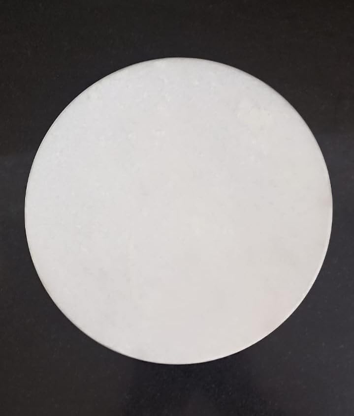 Rajasthan Art Marble Chakla/Roti Maker/Rolling Board,Large Size | Makrana White Marble  9 Inch Polish (White)