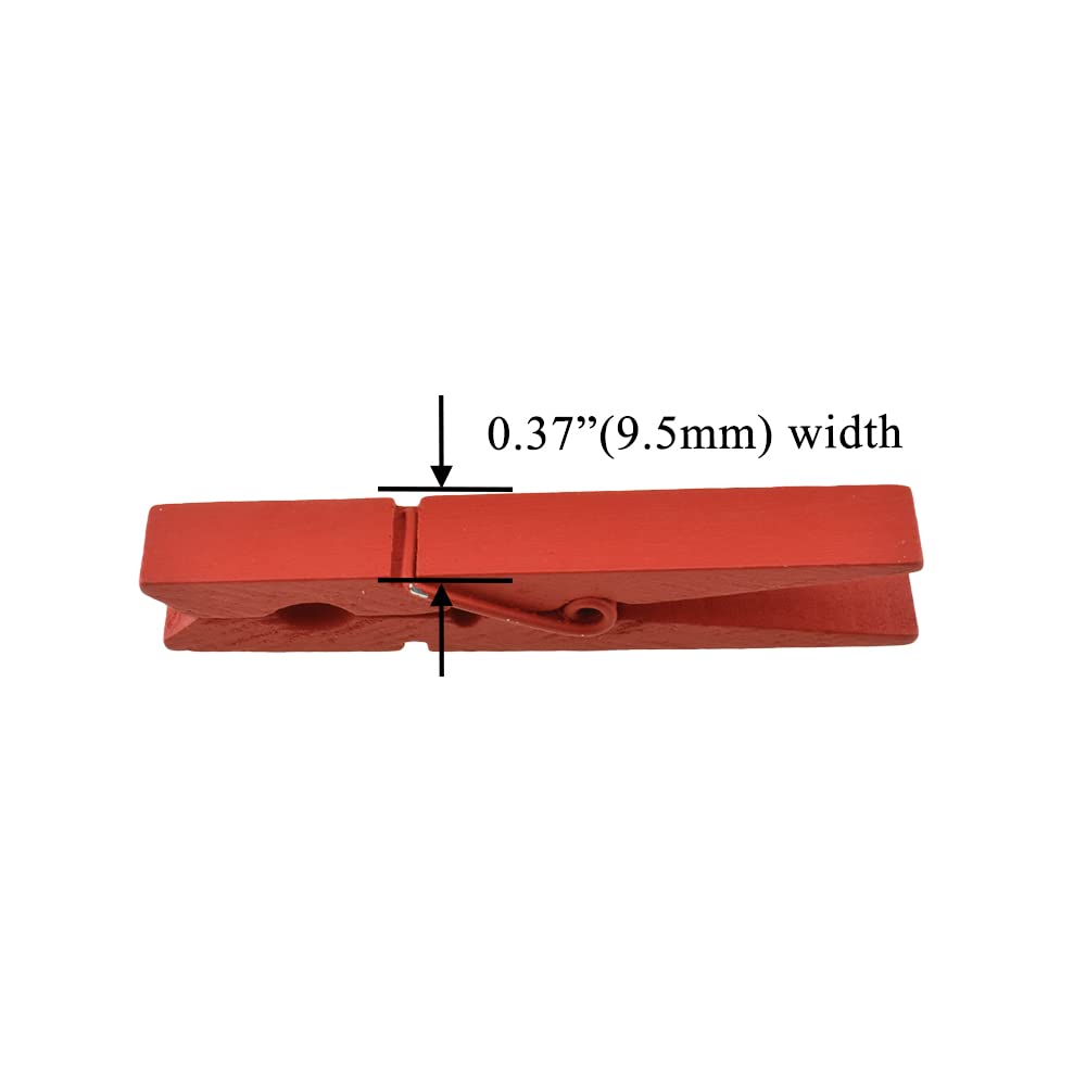 Hahiyo Red Wooden Clothes Pins Clothespins Small Aviod Fall Apart 2.87 Inches Length 16 Pack Strong Springs No Rust No Discolora