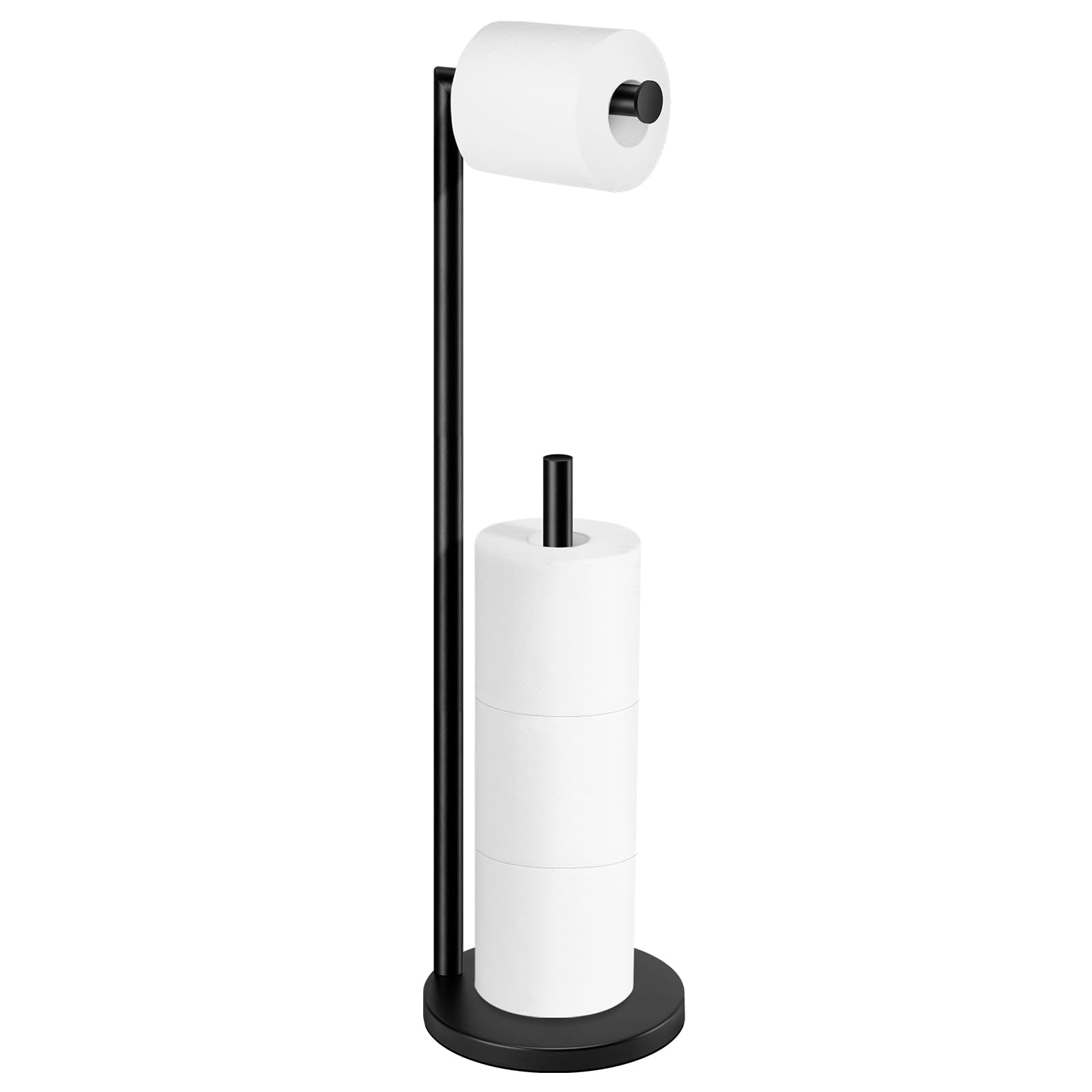 Toilet Paper Holder Stand  Toilet Paper Stand Black  Free Standing Toilet Paper Holder  Toilet Paper Holder with Storage by Bathth