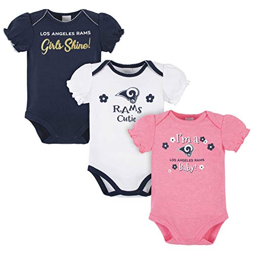 Nfl Los Angeles Rams 3 Pack Short Sleeve Bodysuit, Blue Los Angeles Rams New, 18 Months